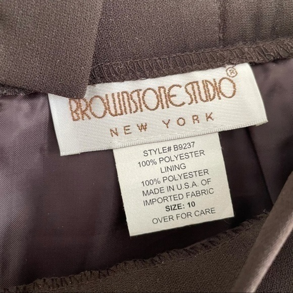 $10 SALE Vintage 90s Y2K Dark Brown Lined Pencil Skirt with Slit BROWNSTONE - Picture 6 of 7